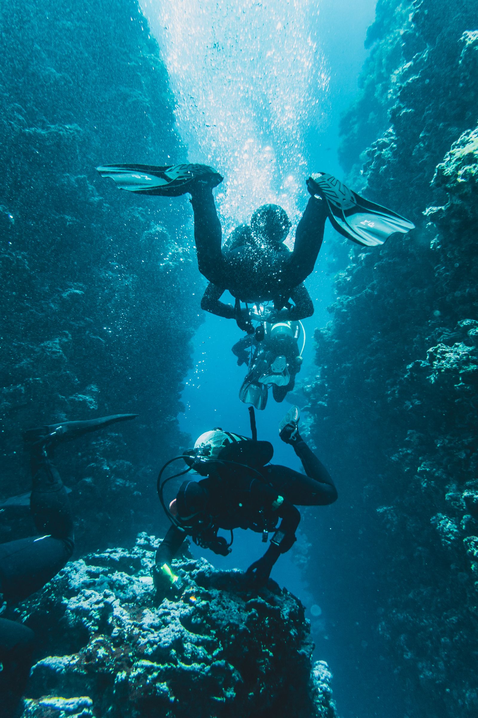 Descent into blue